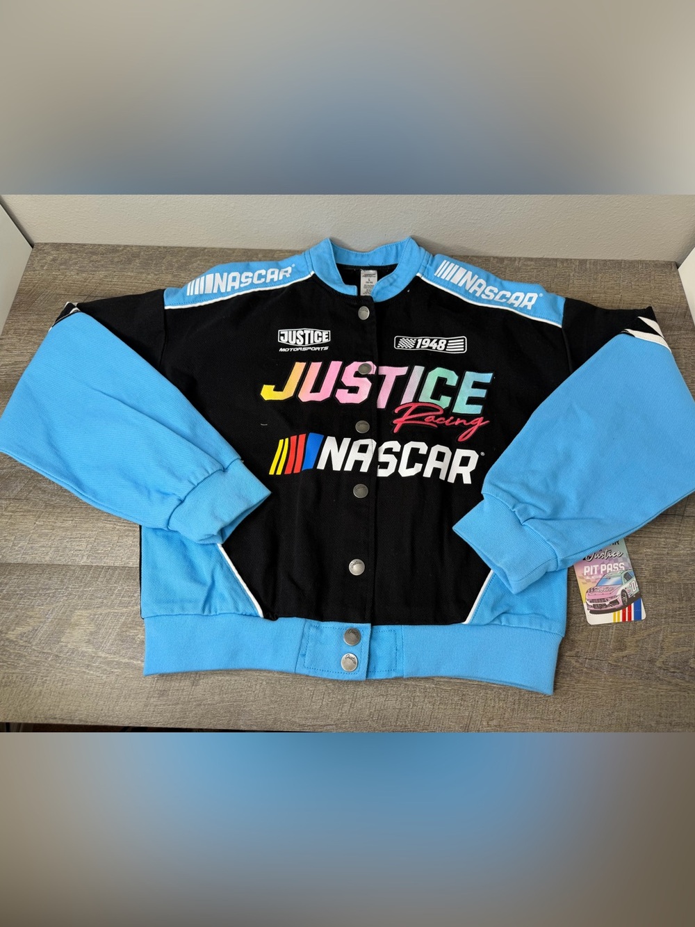 JUSTICE NASCAR RACING JACKET Size Large 12-14